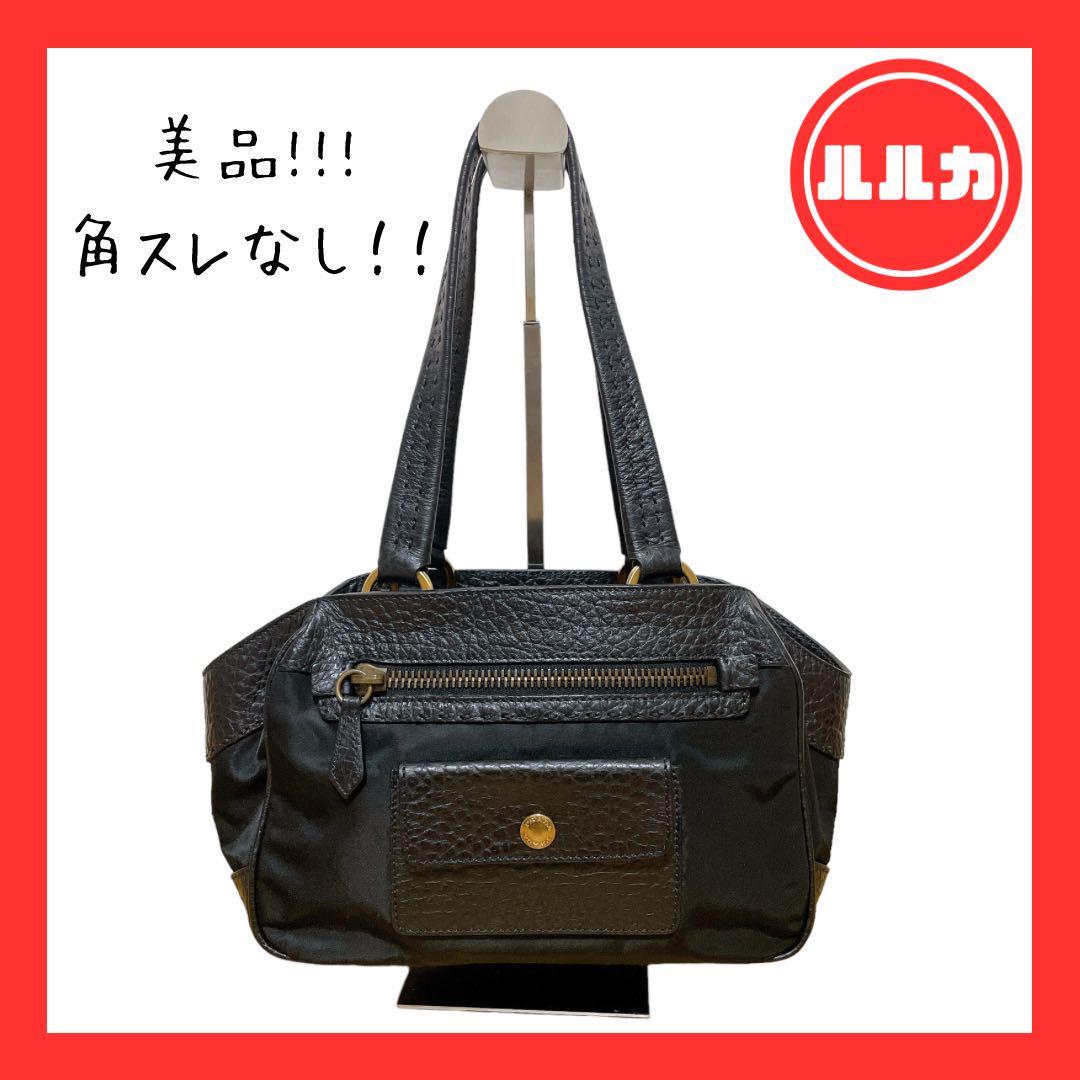 美品】プラダ テスートナイロン×レザーシボ革 肩掛けショルダー/トート