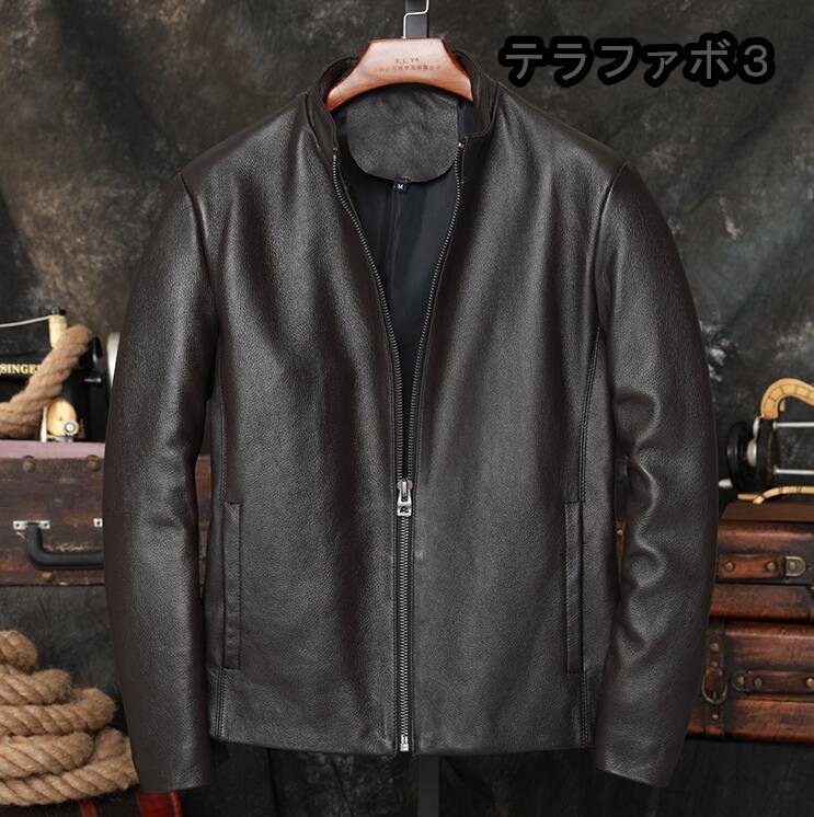 秋冬　レザージャケット 上品　本革　牛革　ライダースジャケット 野球服　革ジャン 　ブラウン　Ｓ～6ＸＬ_画像3