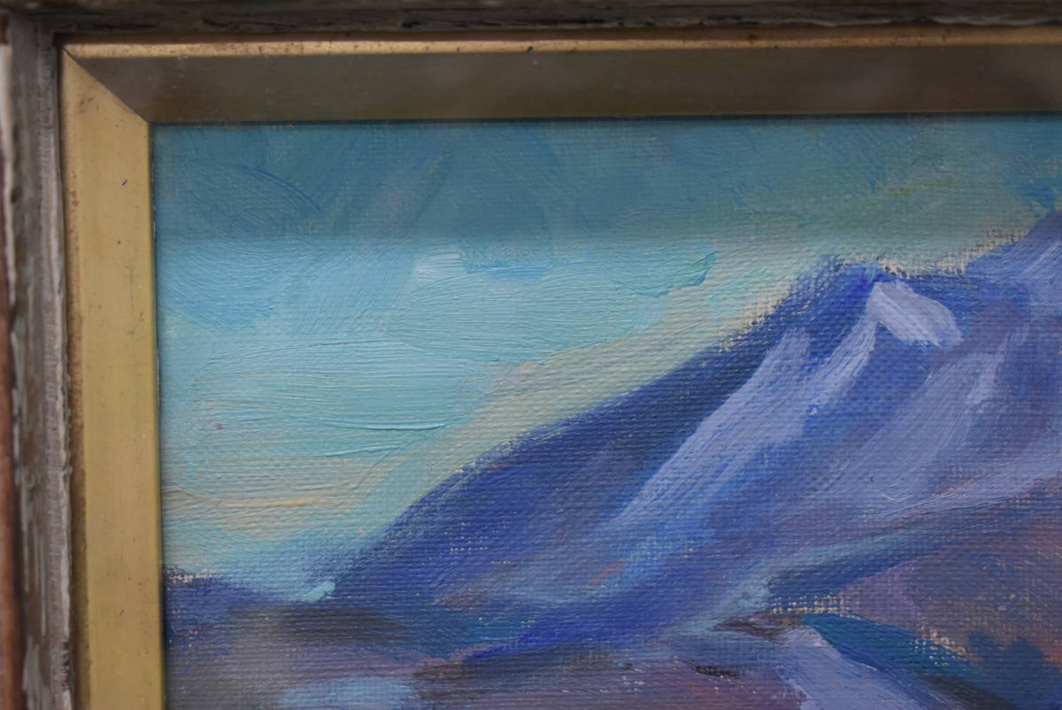 真作】/油絵/『伊吹山残雪』/羽根田 正雄作/油彩/油画/自然/山 真作】/油絵/『伊吹山残雪』/羽根田 正雄作/油彩/油画/自然/山