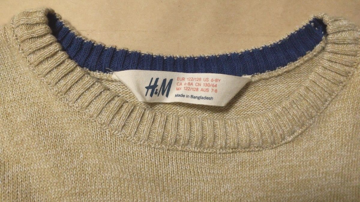 H&M　エイチアンドエム　キッズ　子供　ベージュ　クルーネック　セーター