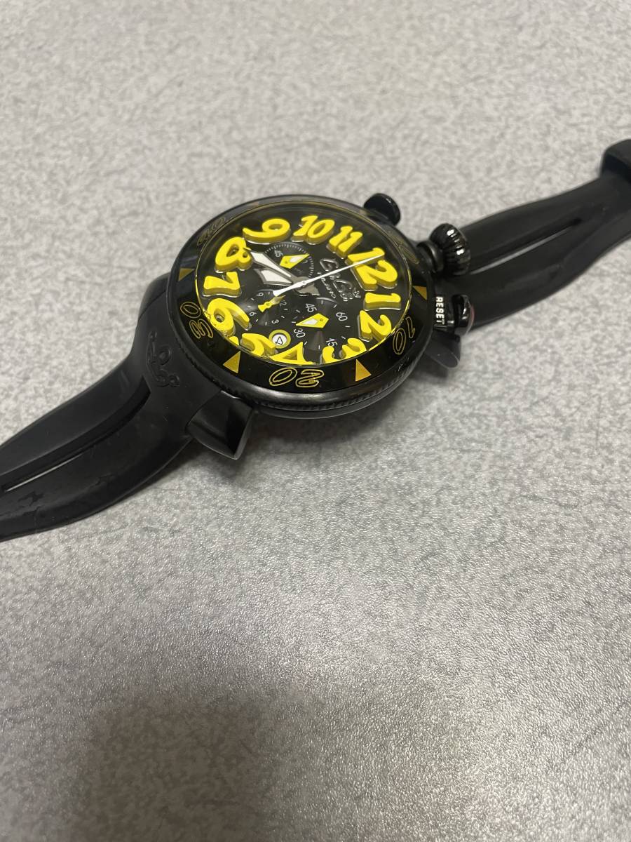  GaGa Milano chronograph 48 black × yellow operation verification ending 