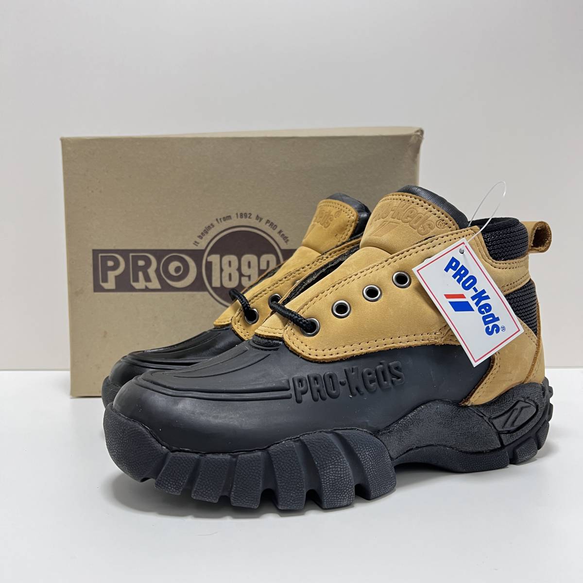 90-х годов Deadstock Pro-Keds Pro-Kods. Кроссовки для обуви для обуви с меткой US7 25 см бежевый x Black