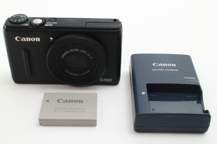 4235- キャノン Canon デジタルカメラ PowerShot S100 ブラック 1210万画素 広角24mm 光学5倍ズーム 美品_画像1