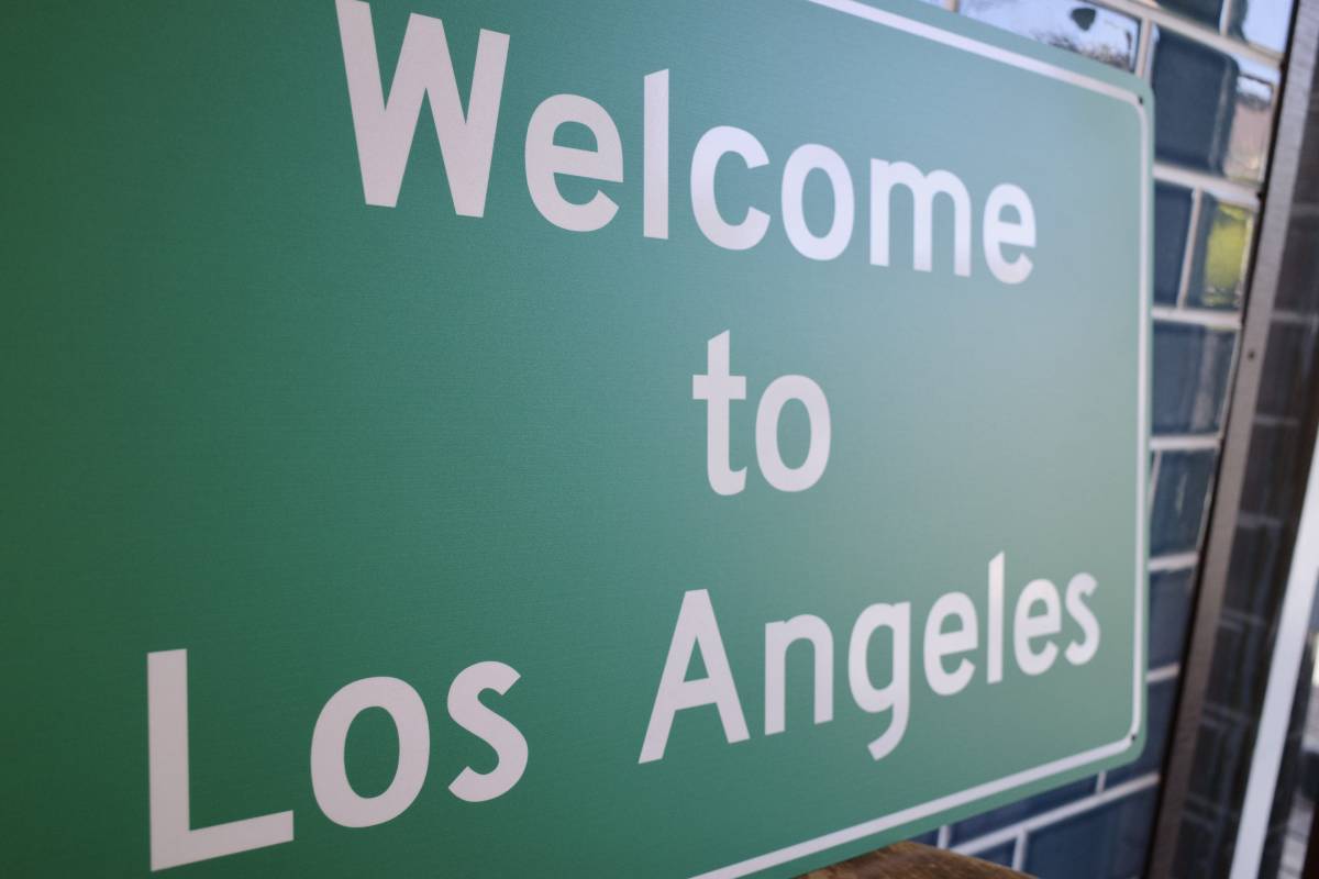 新品 WELCOME TO　LOS ANGELS ウェルカム 世田谷ベース カリフォルニアハウス インテリア 庭　トラフィックサイン　LA_画像2