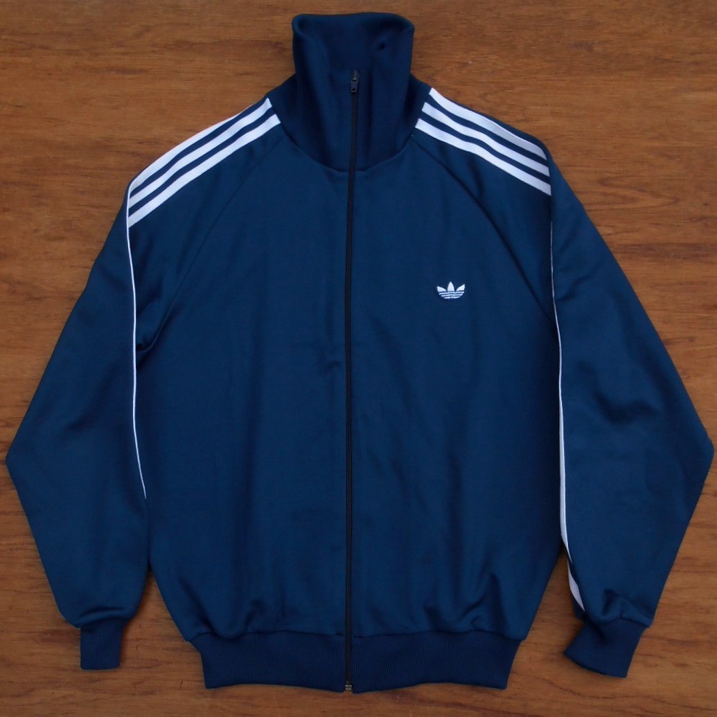 美品 正規 '80s adidas アディダス トラックジャケット 5号 L 紺x白