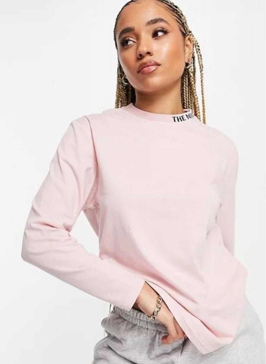 ノースフェイス　Zumu ロングスリープ　男女兼用　Tシャツ　XL 薄ピンク　オシャレ