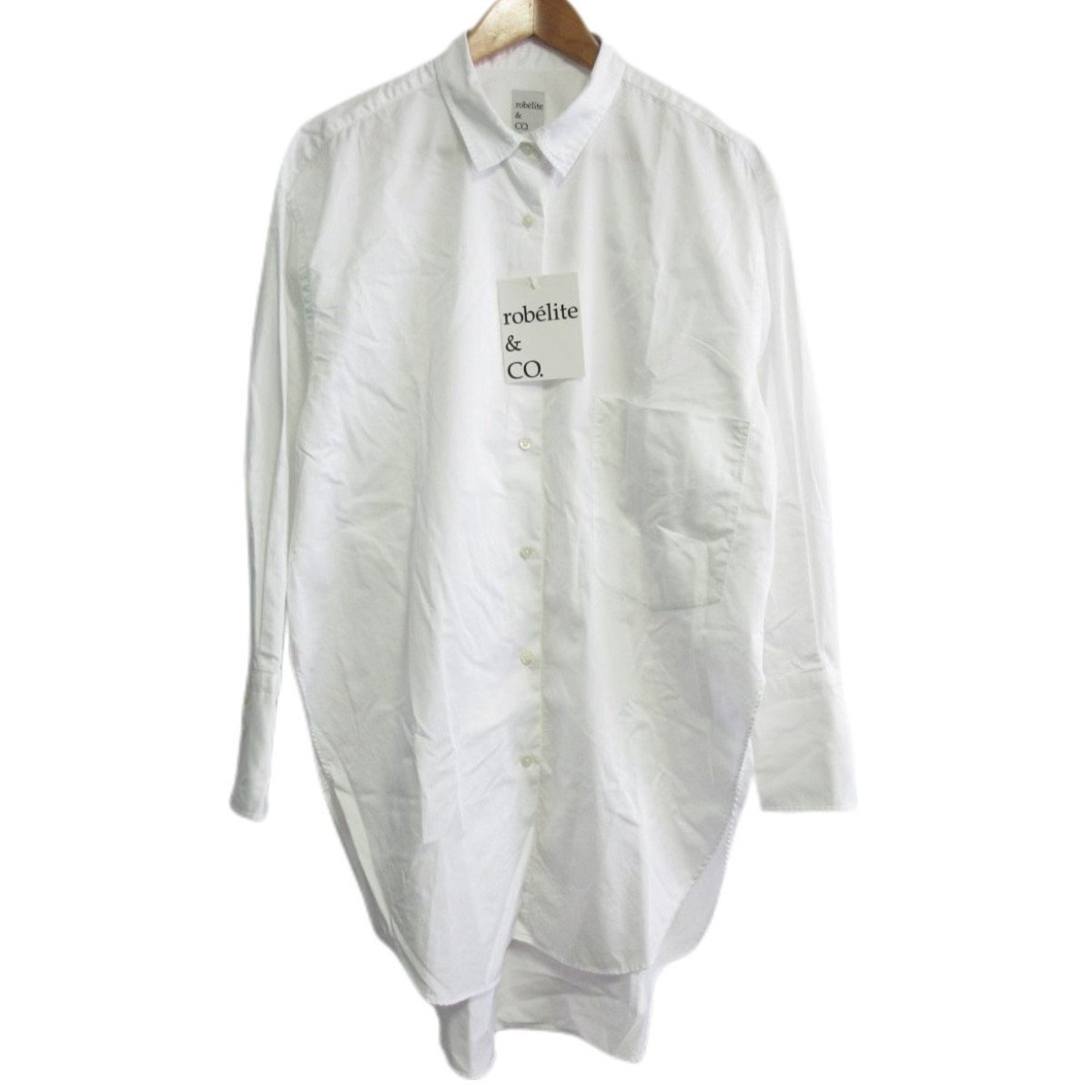 未使用 robelite & CO. ローベリイテアンドシーオー 長袖 オーバーサイズシャツ ロングブラウス RB-192802 サイズ38 ホワイト