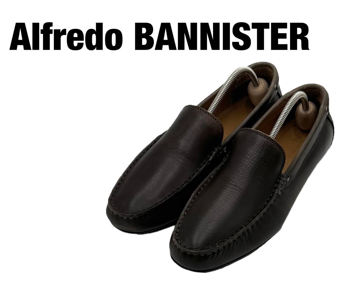 アルフレッドバニスター alfredoBANNISTER 25.5cm 41 レザー ブラウン ドライビングシューズ スリッポン カジュアル ビジネス 茶色 USED品_画像1