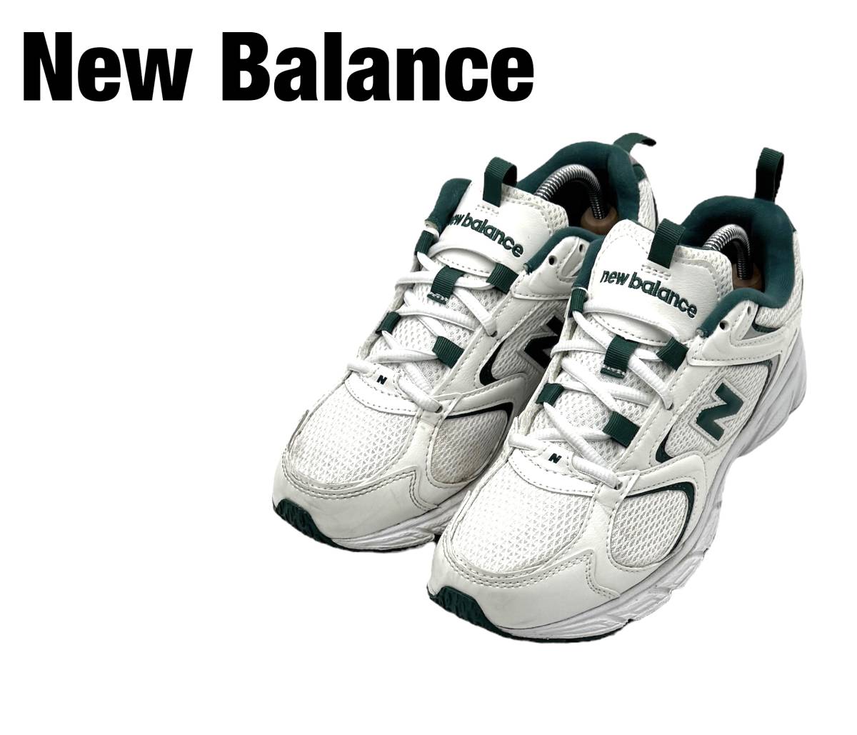 ニューバランス NEW BALANCE ML408T 24cm スニーカー ホワイト グリーン 白 NB メンズ レディース シンセティックレザー クッション USED品_画像1