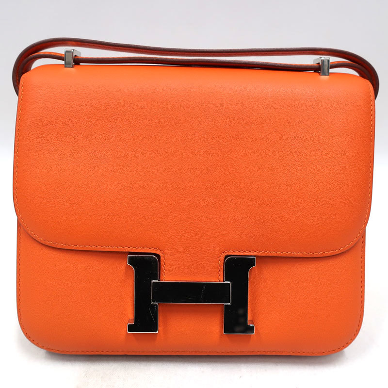 【美品】HERMES／エルメス　コンスタンス3 ミニ　ヴォースイフト　オレンジ　□R刻印　ショルダーバッグ　500100010