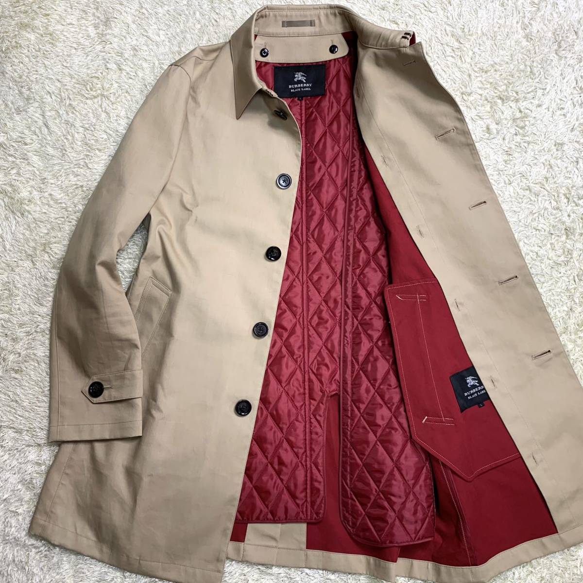 Burberry バーバリーコートステンカラーコートキルティングライナー付-