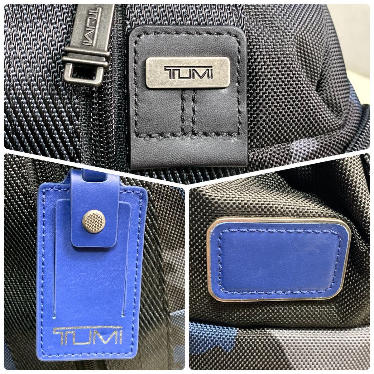 1円 極美品 TUMI トゥミ メンズ ボディバッグ モントレー スリング ショルダー 迷彩 カモフラ ナイロン レザー 本革 ブラック 黒 ブルー 青_画像9