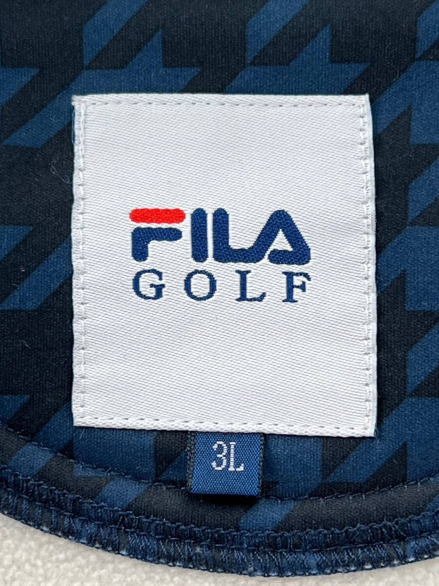 Wk742 美品 FILA GOLF フィラ ゴルフウェア ウィンドブレーカー ジップアップ ジャケット 千鳥格子 紺 ワッペン刺繍 3L 大きいサイズ_画像8