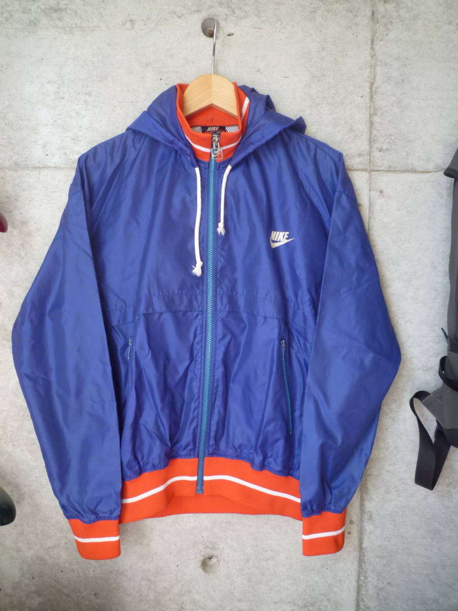 【激レア】高配色! 80s 日本製 NIKE ナイキ ナイロンジャケット ブルー×オレンジ 紺タグ 70s 90s vintage ヴィンテージ  ブルゾンジャージ