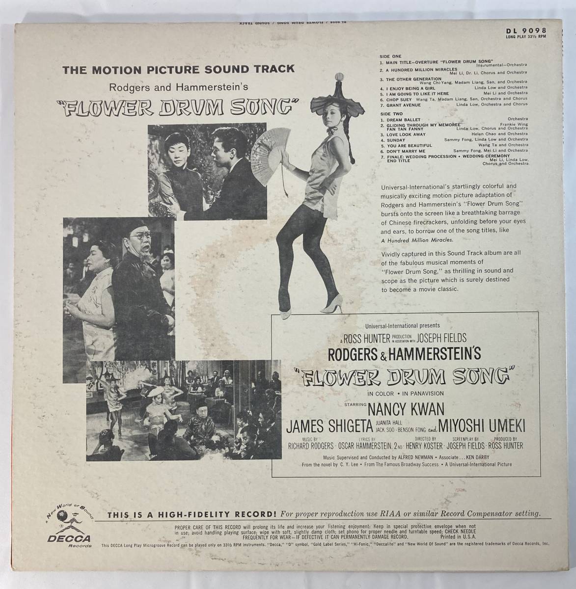  flower * drum *song(1961) Richard * Roger s& Oscar * Hummer baby's bib nⅡ rice record LP DECCA DL 9098