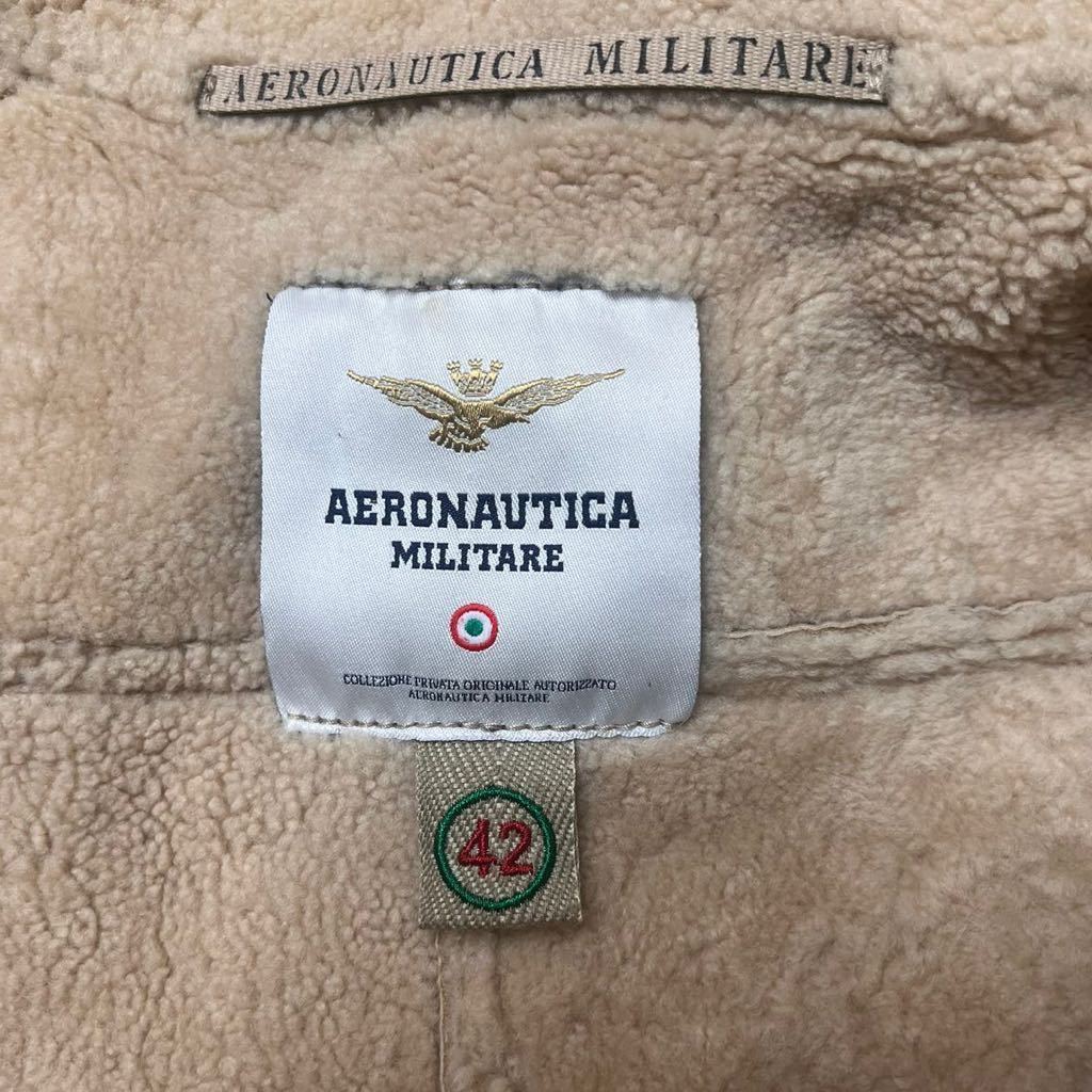 即決★AERONAUTICA MILITARE★イタリア製 42 S位 フライトジャケット ムートンジャケット ブラウン 本革 本皮 ショート丈_画像7