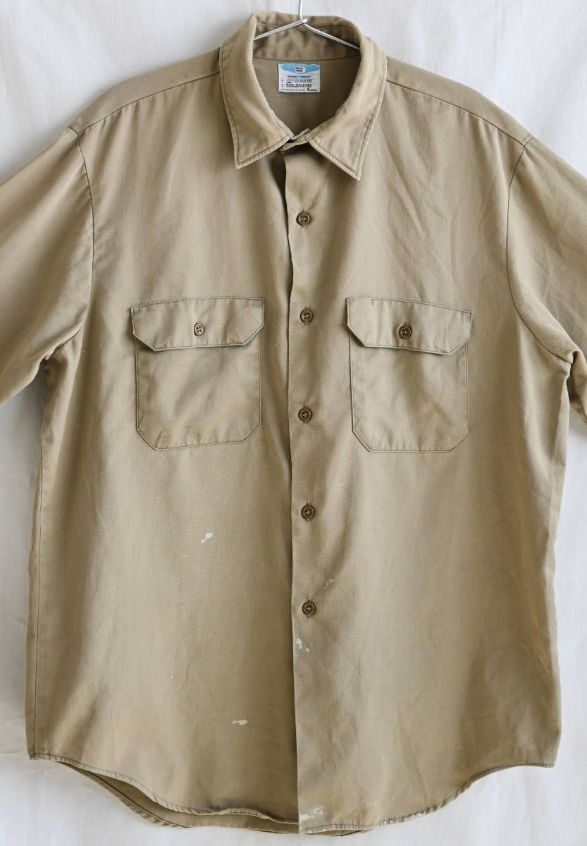  быстрое решение [70\'s Vintage / BIG MAC - PENN-PREST] рубашка work shirt /L соответствует / хаки / старый бирка / America производства / следы краски есть /PENNY\'S/ редкость (jt-239-21)