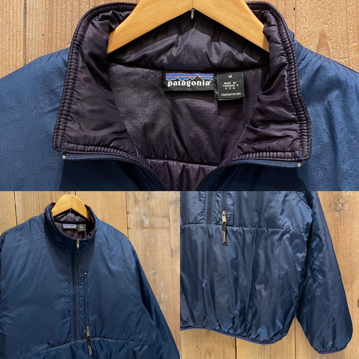 【サイズ M】 1996年 USA製 Patagonia パフボール ジャケット ビンテージ アメリカ古着 パタゴニア プルオーバー ナイロン 90s ネイビー_画像3