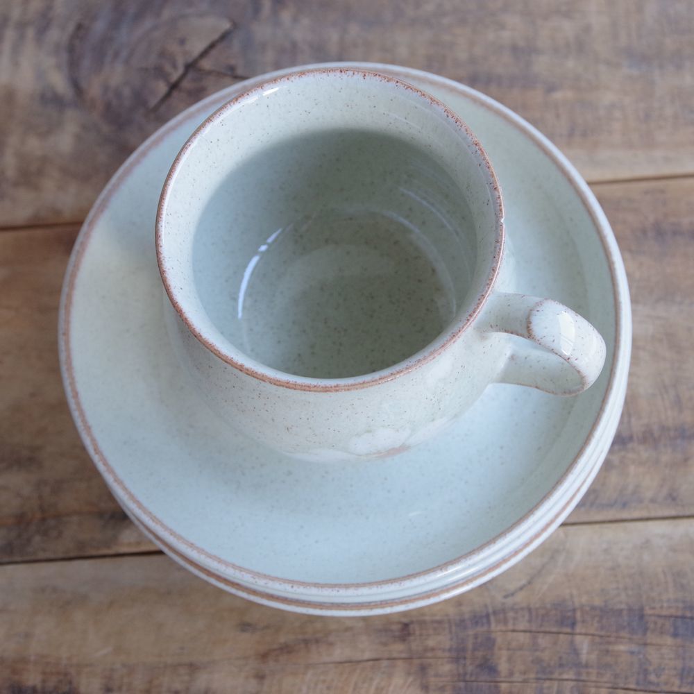 【難あり】デンビー デイブレーク きみどり グリーン コーヒーカップ ソーサー レトロ 白 花柄 Denby Daybreak ヴィンテージ 食器 陶器_画像9
