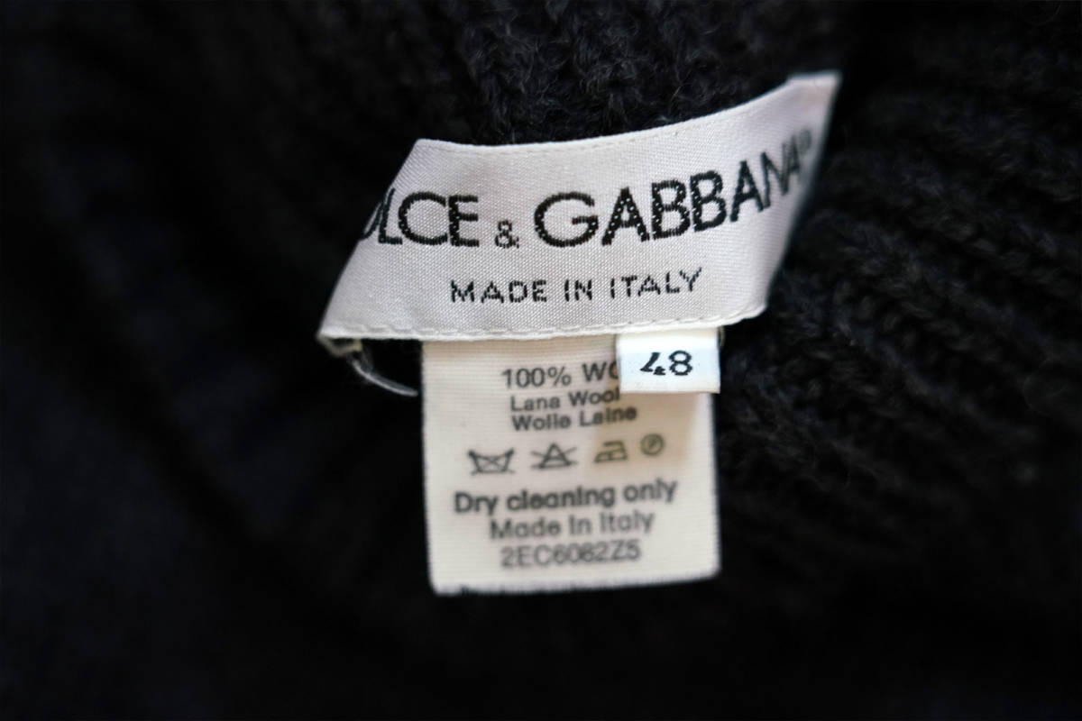  beautiful goods * Dolce & Gabbana DOLCE&GABBANA wool deformation neck bottleneck knitted sweater (48) charcoal gray * 90*s