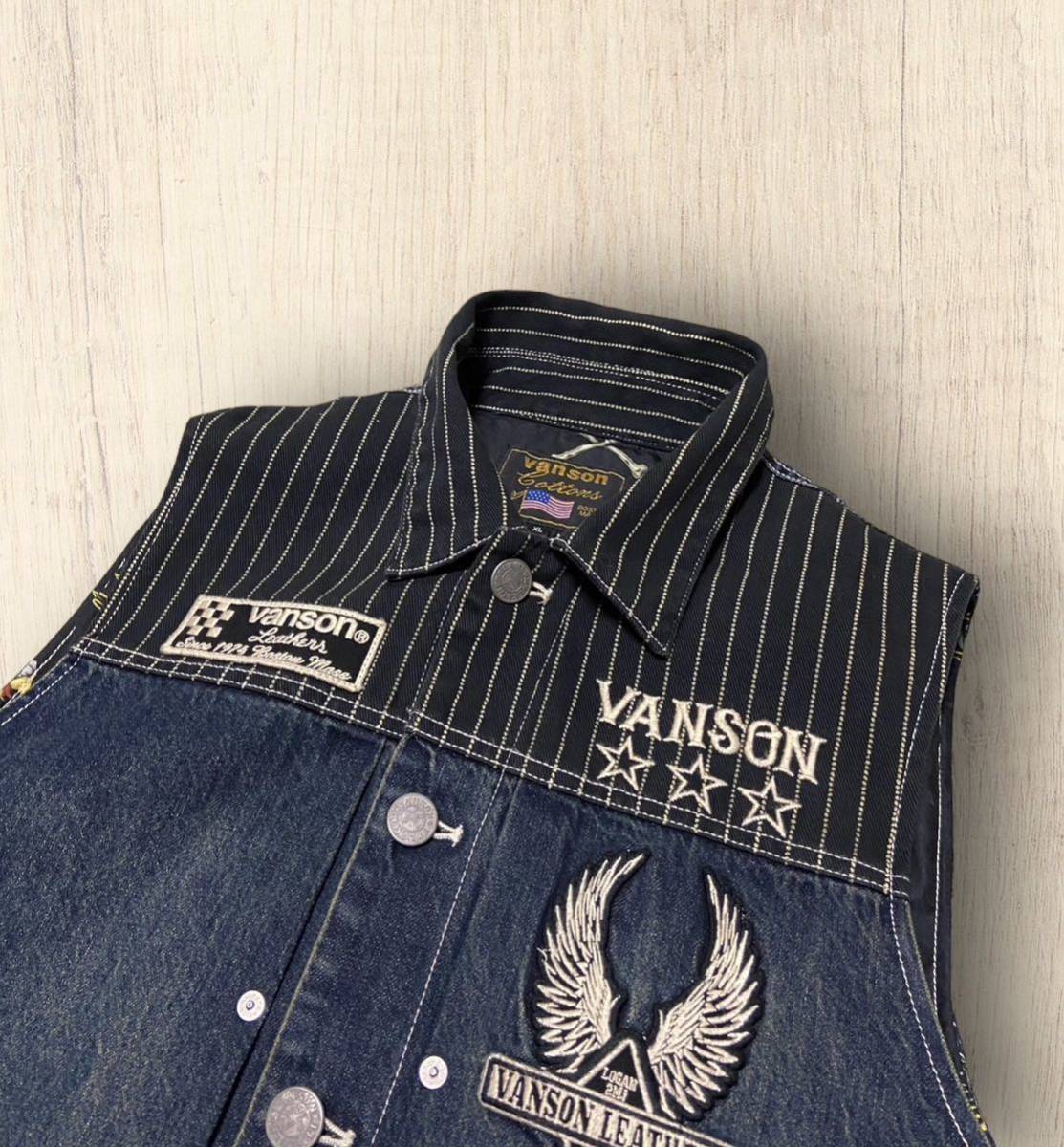 代引可】 VANSON サイズ3XL ストレッチコットン刺繍ワークシャツ