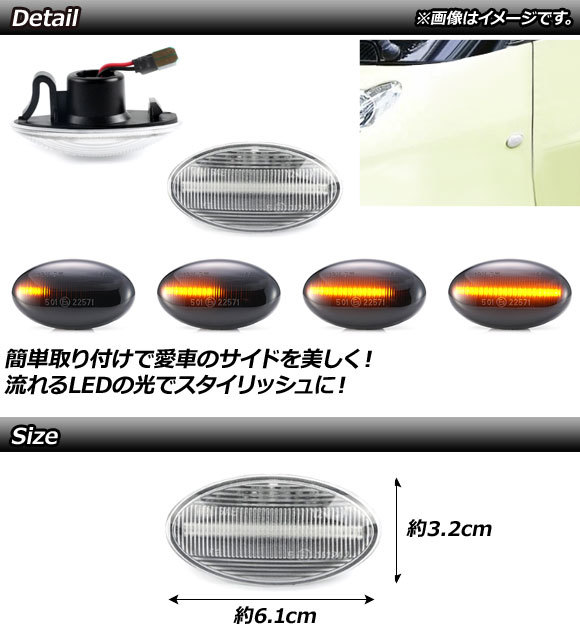 LED流れるサイドマーカー メルセデス・ベンツ Aクラス W168 1998年09月～2005年02月 クリア 入数：1セット(2個) AP-LL187-CL_画像2