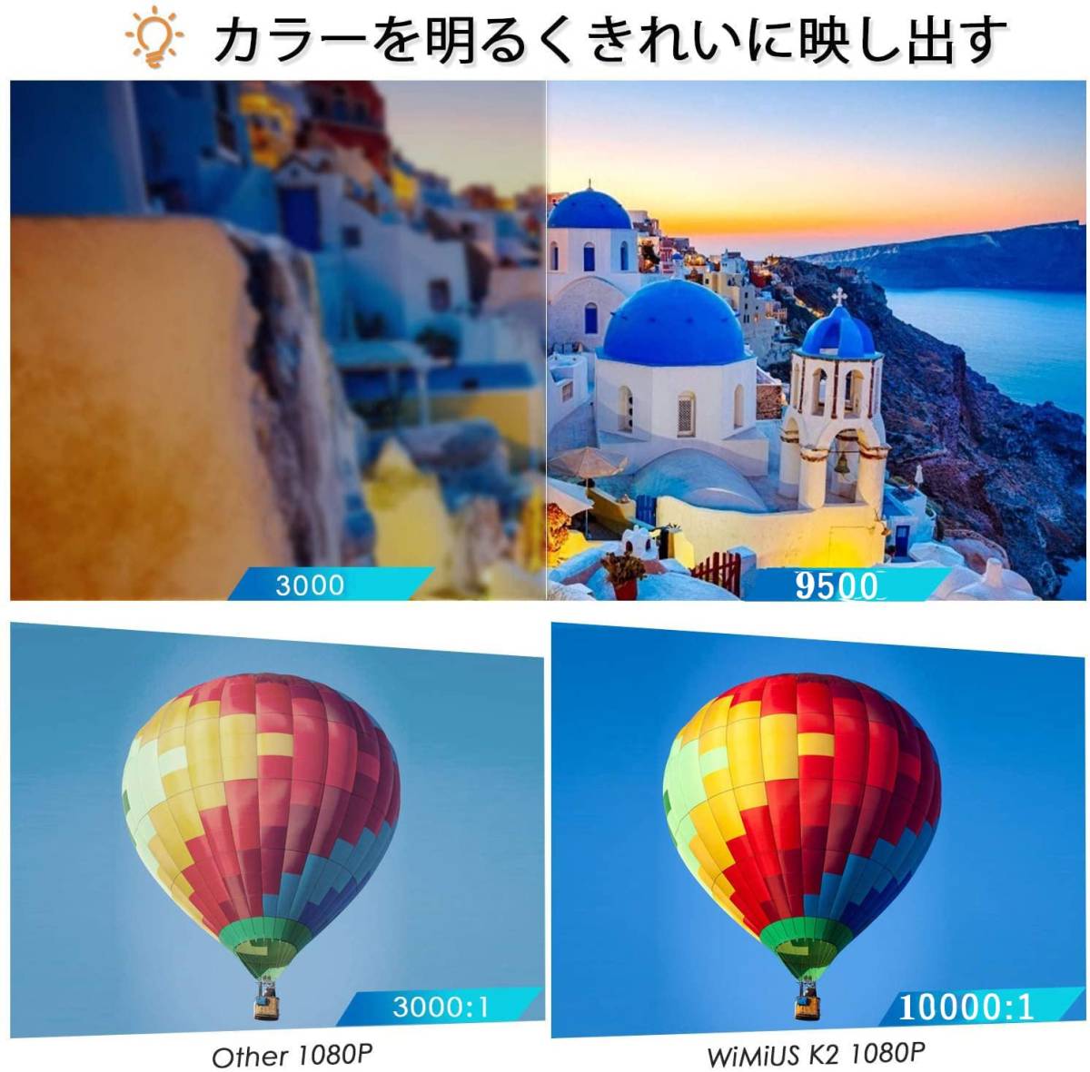 小型プロジェクター Bluetooth 画面ミラーリング-