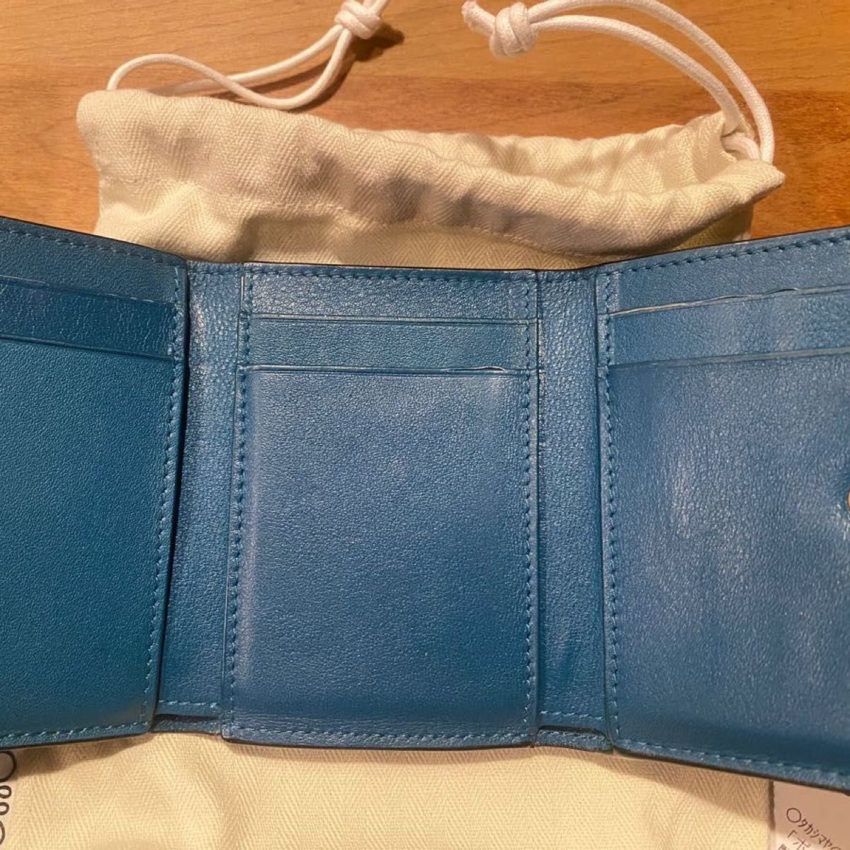 10/13まで値下げ【極美品】LOEWE アナグラム 三つ折り財布 ブルー