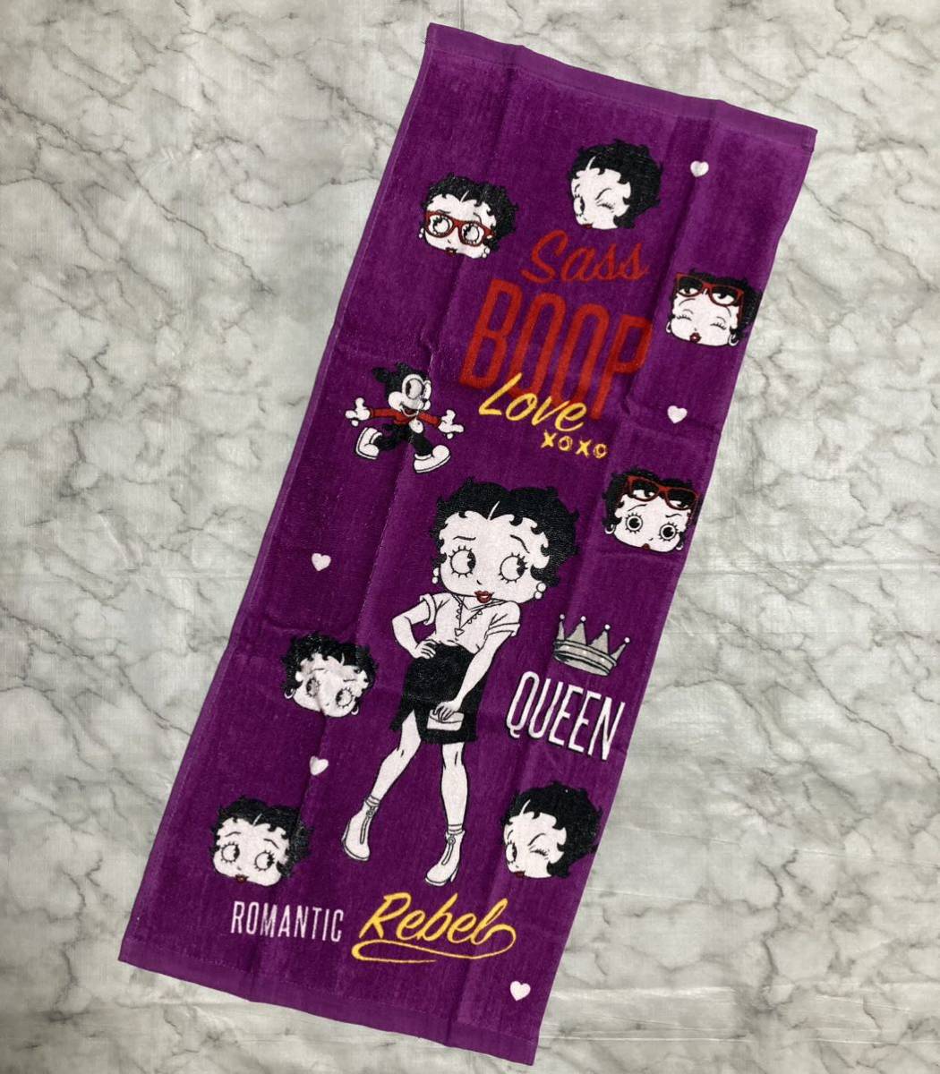 新品未使用 Betty Boop ベティブープ ベティちゃん パープル フェイスタオルの画像1