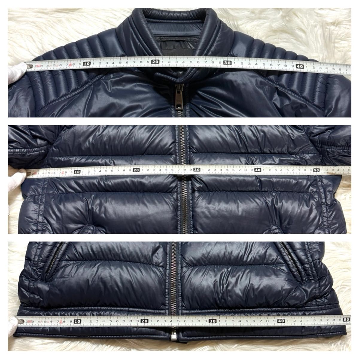 本物 美品 プラダ 袖 レザートライアングルタグ ZIP UP バイカー 本物 美品 プラダ 袖 レザートライアングルタグ ZIP UP バイカー