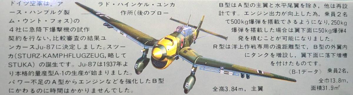 【フジミ】 ユンカース　スツーカーB/R　“インメルマン” 1/72スケール 【未組立】_画像3