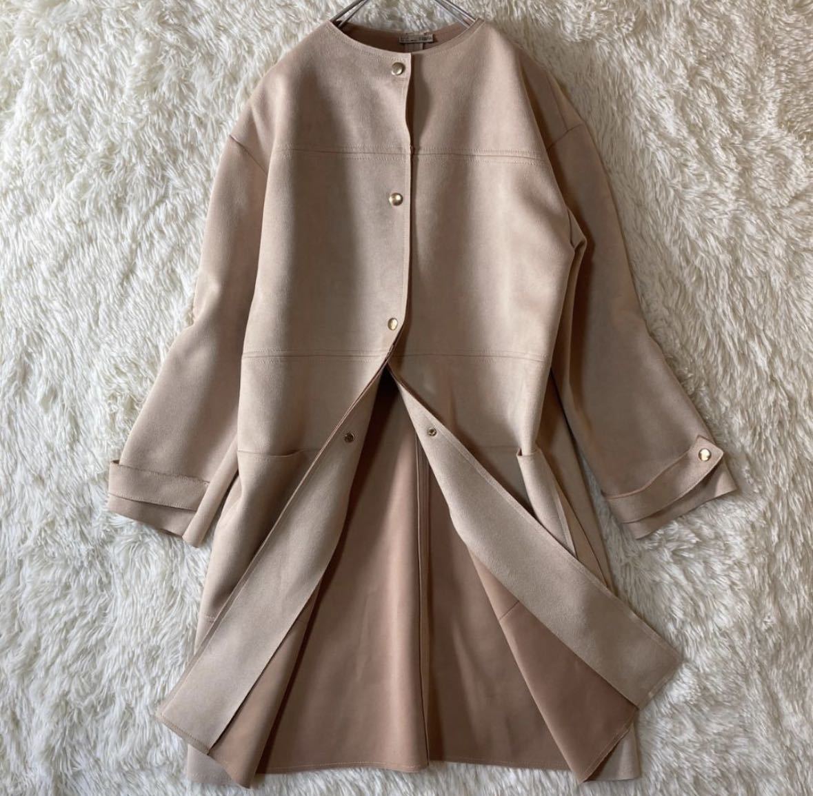 アパレル】 極美品 ZARA ノーカラーコート 金ボタン フェイク アパレル】 極美品 ZARA ノーカラーコート 金ボタン フェイク