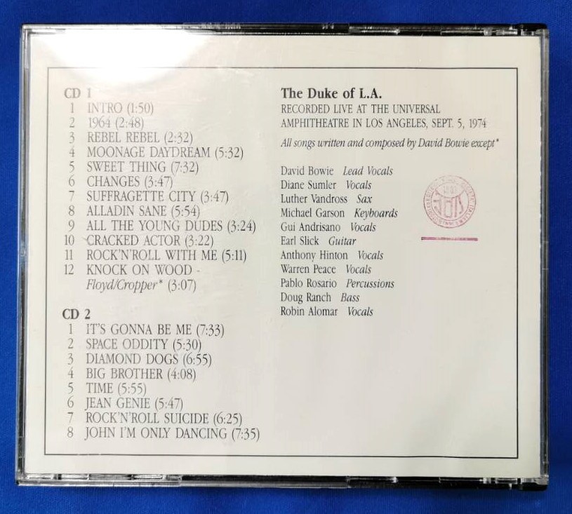 [1029]　David Bowie "the Duke of L.A." デヴィット・ボウイ　2CD_画像2
