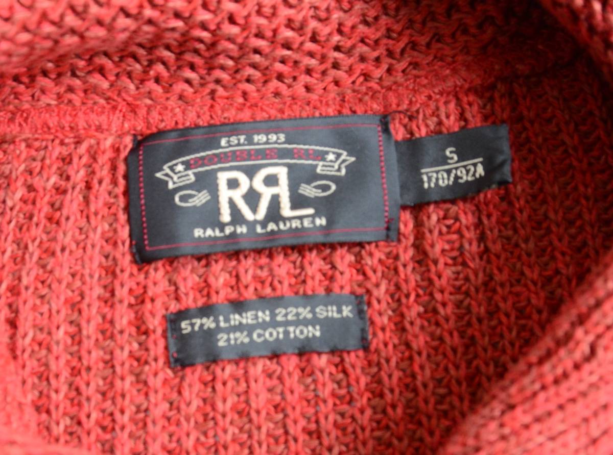 美used RRL ダブルアールエル リネン シルク コットンニット ショール カーディガン size Sの画像4