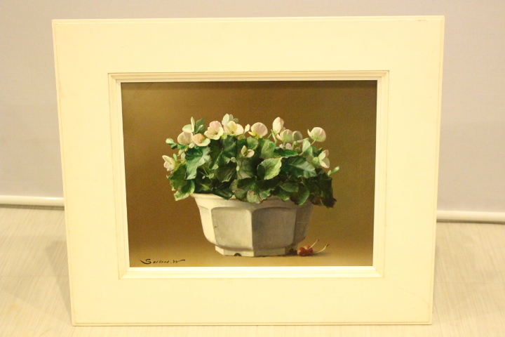 b-3809 Watanabe Saburou [be KONI ya. flower ] oil painting F6 frame 