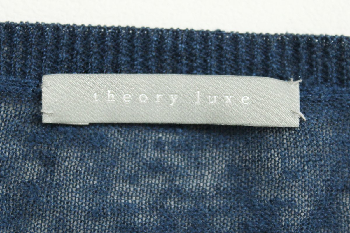 美品 theory luxe/セオリーリュクス 長袖リネンニットカーディガン 紺40 mg212_画像10