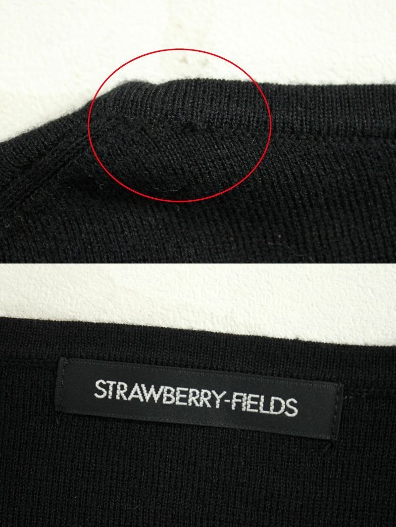  beautiful goods Strawberry Fields sleeve race long sleeve knitted sweater / pull over black rh955
