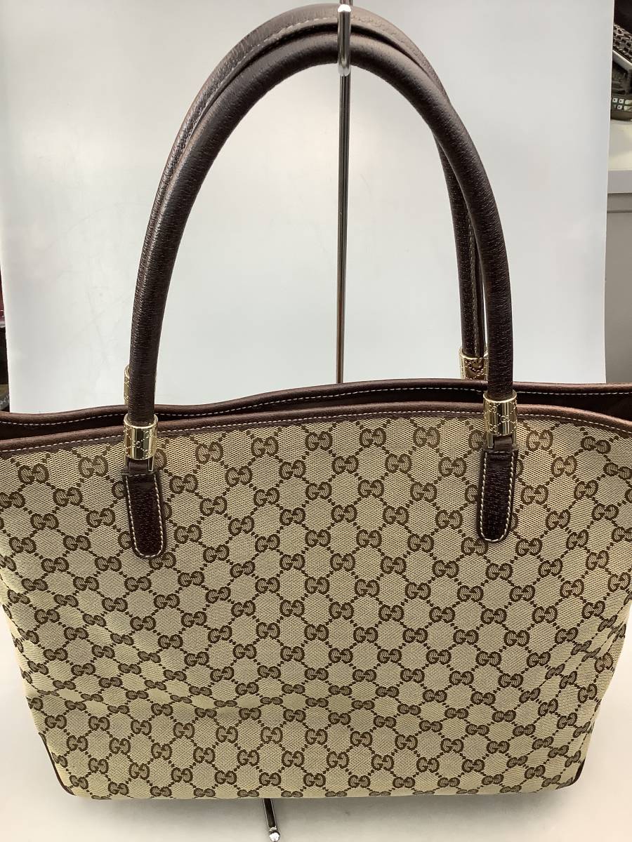 Y1181 超極美品 グッチ GUCCI トートバッグ ハンドバッグ GGキャンバス レザー シェリーライン ビジネスバッグ 正規品_画像2