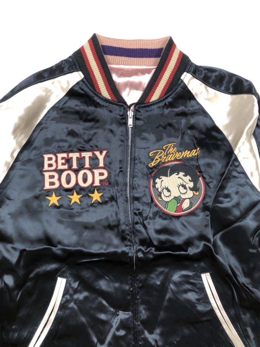 Betty Boop x BRAVE-MAN ベティ ブレイブマン コラボ SKA レーヨン スカジャン BBB-2307ブラック Lサイズ_画像6