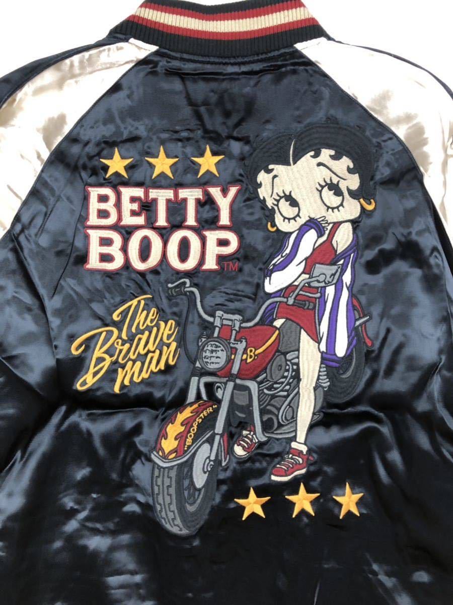 Betty Boop x BRAVE-MAN ベティ ブレイブマン コラボ SKA レーヨン スカジャン BBB-2307ブラック Lサイズ_画像7