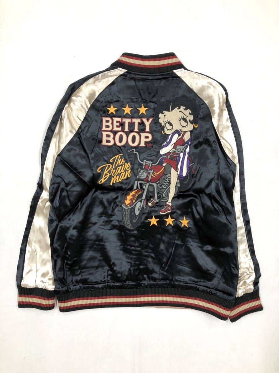 Betty Boop x BRAVE-MAN ベティ ブレイブマン コラボ SKA レーヨン スカジャン BBB-2307ブラック Lサイズ_画像2