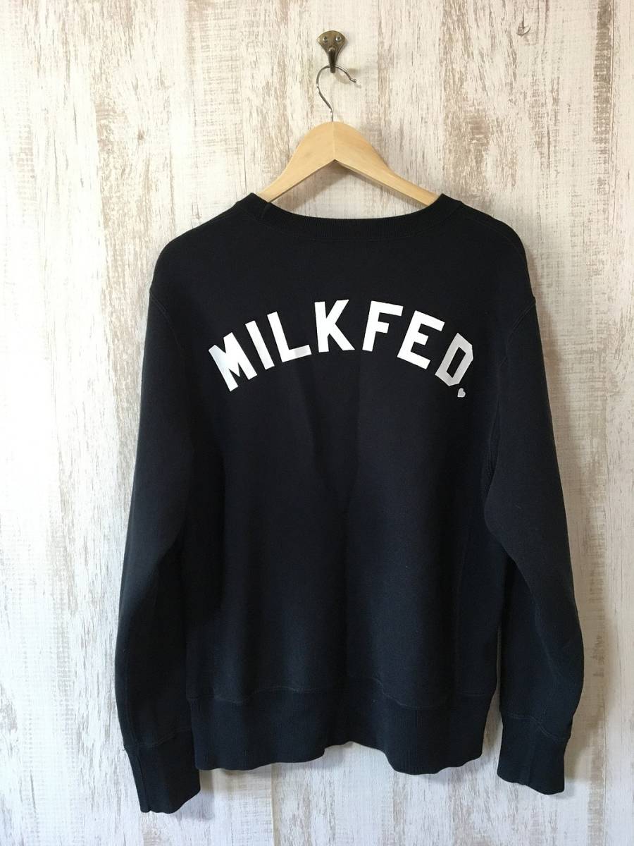 956☆【コラボ リバースウィーブ スウェット 黒】Champion MILKFED チャンピオン ミルクフェド トレーナー S_画像2