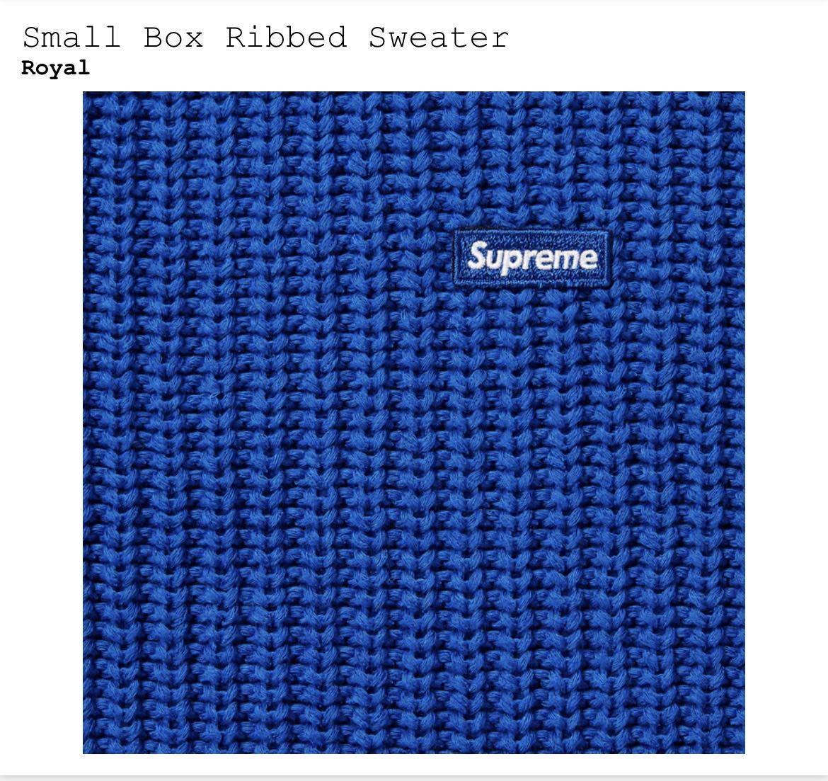 Supreme Small Box Ribbed Sweater 青 XXL-