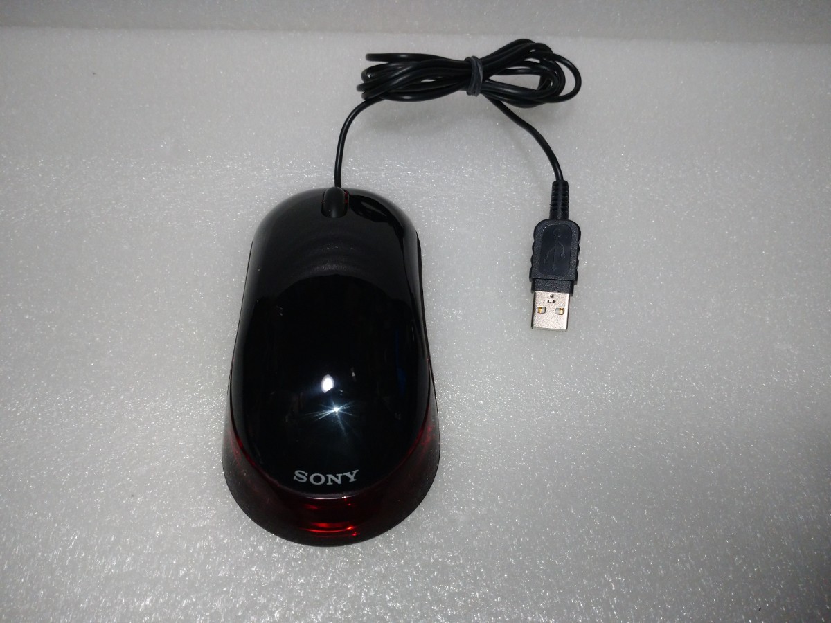 レア SONY 光学式USBマウス、SMU-SL1 ブラック、 アクリルパーツ:レッド。_画像2