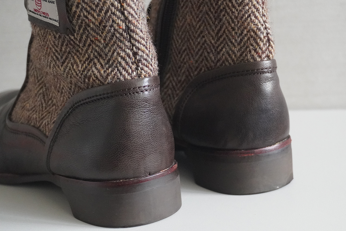 美品 ハリスツイード×リーガル HARRIS TWEED REGAL レザー ミドル ブーツ 25 cm メンズ シューズ ファッション ブラウン 茶 系 革の画像4