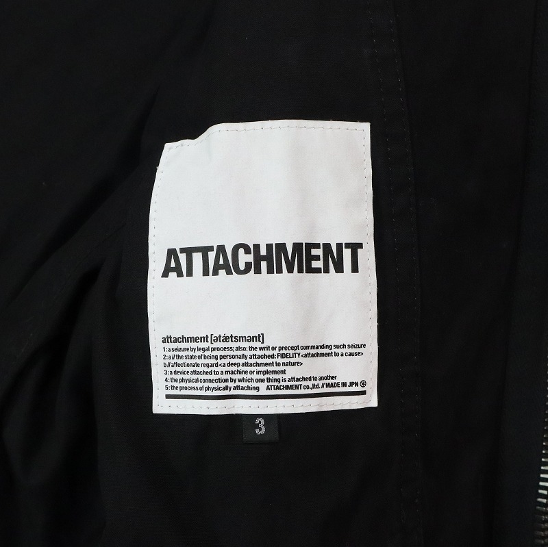 ATTACHMENT アタッチメント c/nバックサテン M フィールドジャケット ミリタリージャケット ブラック M メンズ 日本製  サイズ3 L相当