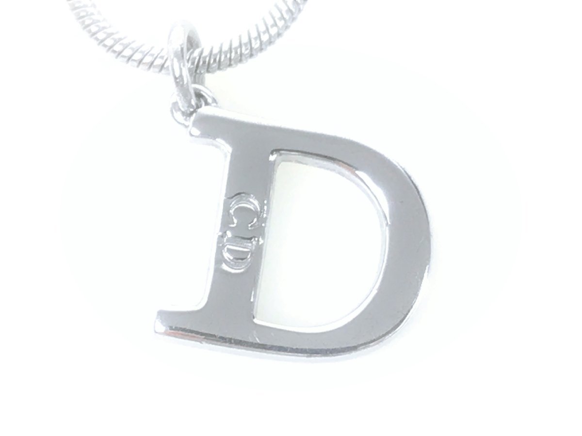 クリスチャン・ディオール　Christian Dior　Dロゴ　スネークチェーン　ネックレス　シルバーカラー　YAS-7891