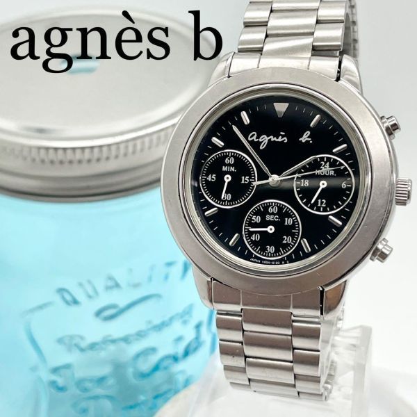 108 アニエスベー時計　メンズ腕時計　レディース腕時計　ブラック　クロノグラフ