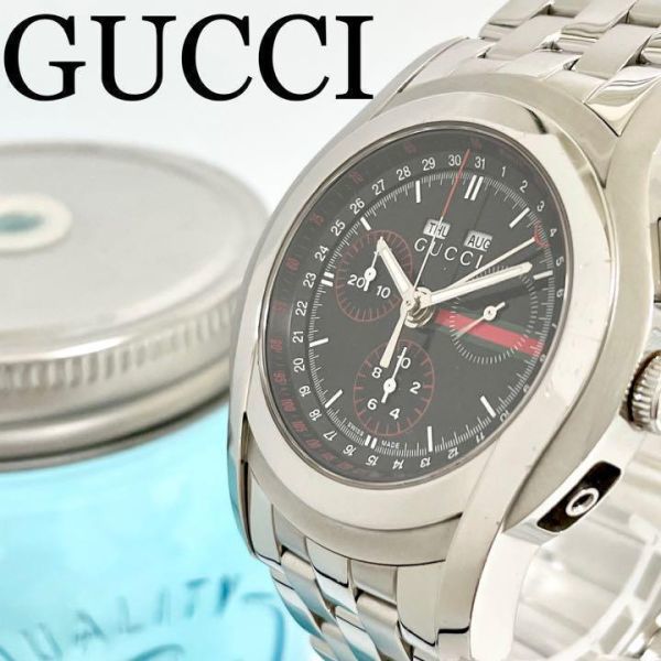 充実の品 342 GUCCI グッチ時計 メンズ腕時計 クロノグラフ シェリー