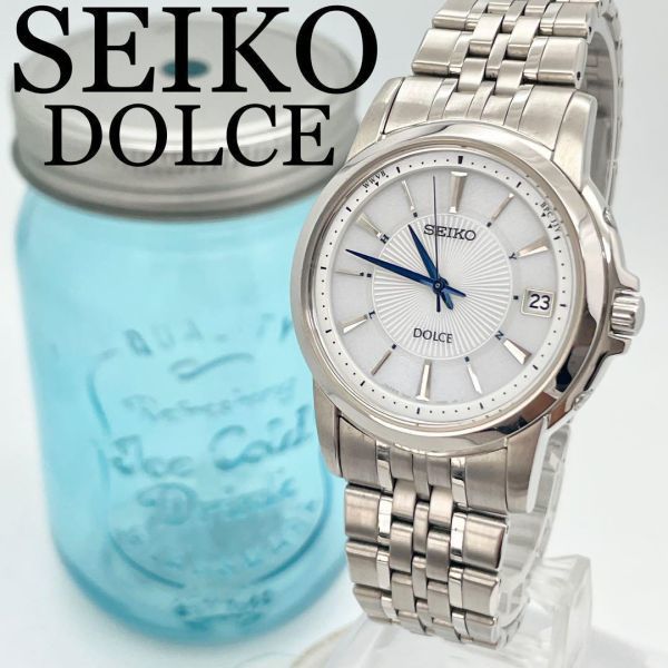 196 【美品】セイコー　ドルチェ時計　電波ソーラー　メンズ腕時計　SEIKO